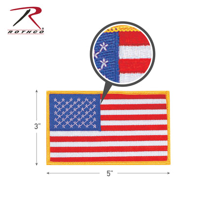 Rothco US Flag Patch with Gold Border – 3 x 5 Inches, Part Number 1582