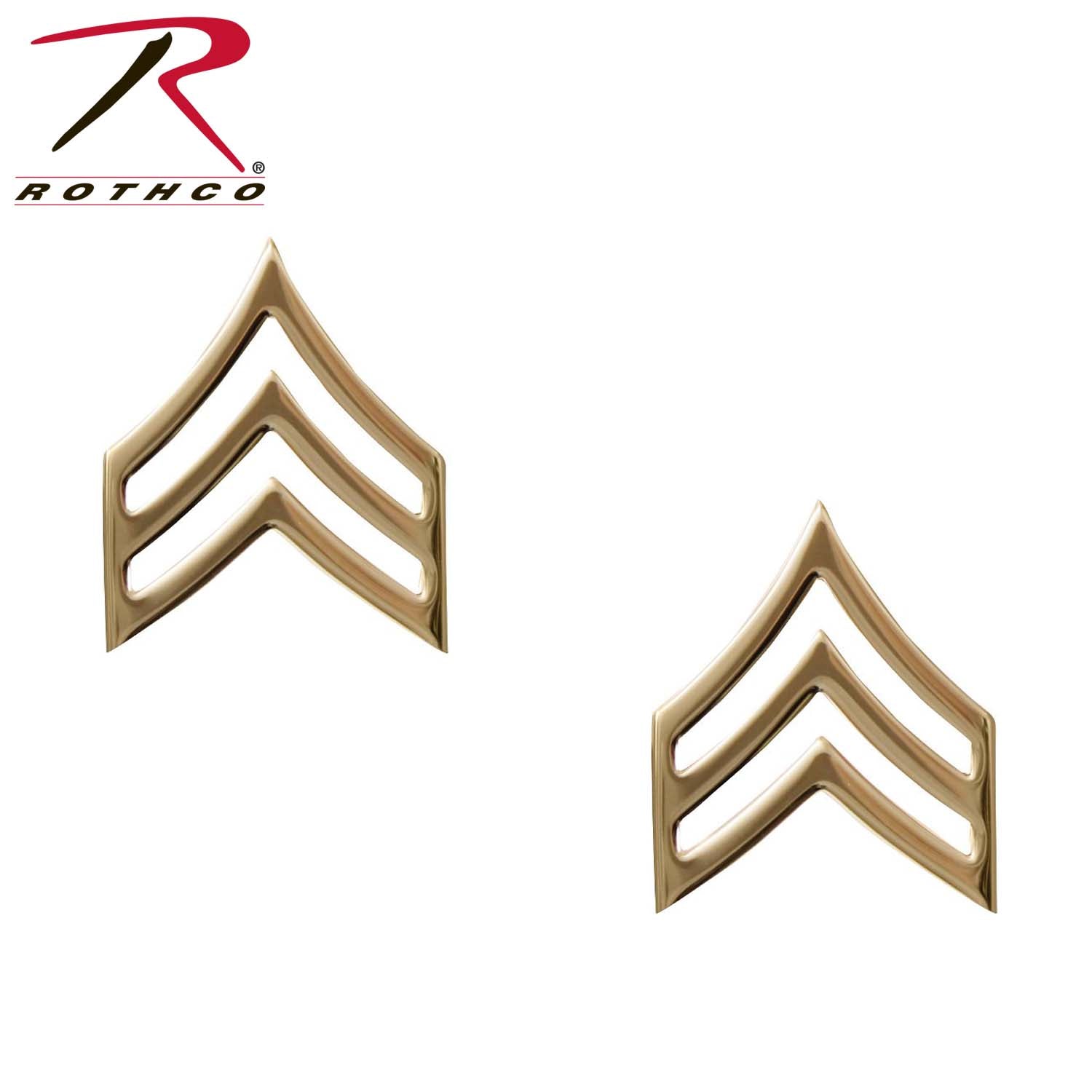 Rothco Sergeant Polished Insignia Gold - Brass Military Rank Badge with Secure Pin Back