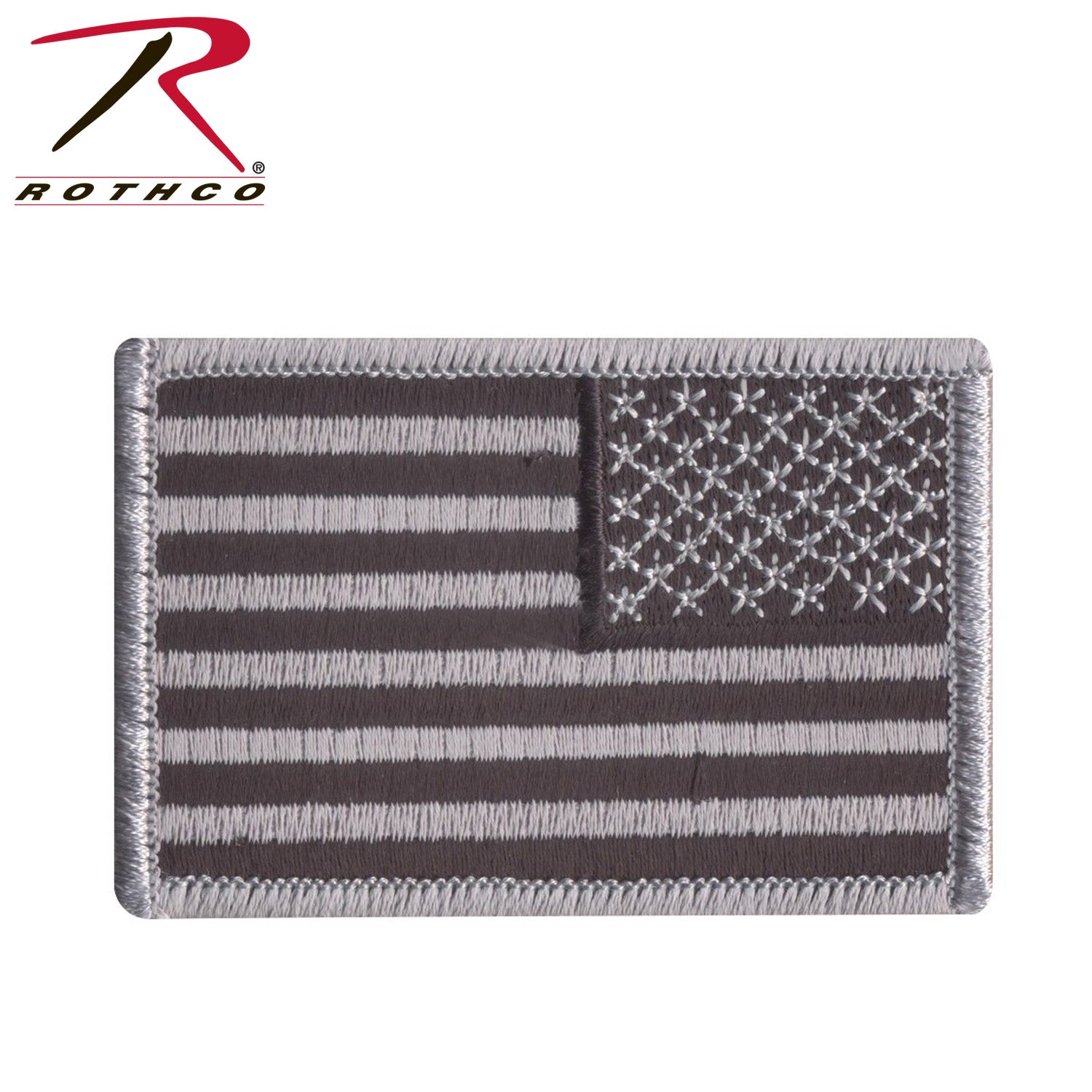Rothco Iron On / Sew On Embroidered US Flag Patch Black / Silver – 2 x 3 Inches