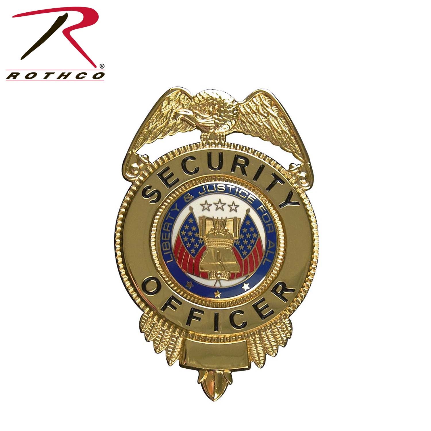 Rothco Security Officer Badge with Flags in Gold - Part Number 1914
