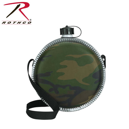 Rothco Woodland Camo 2 Quart Desert Canteen with Adjustable Shoulder Strap