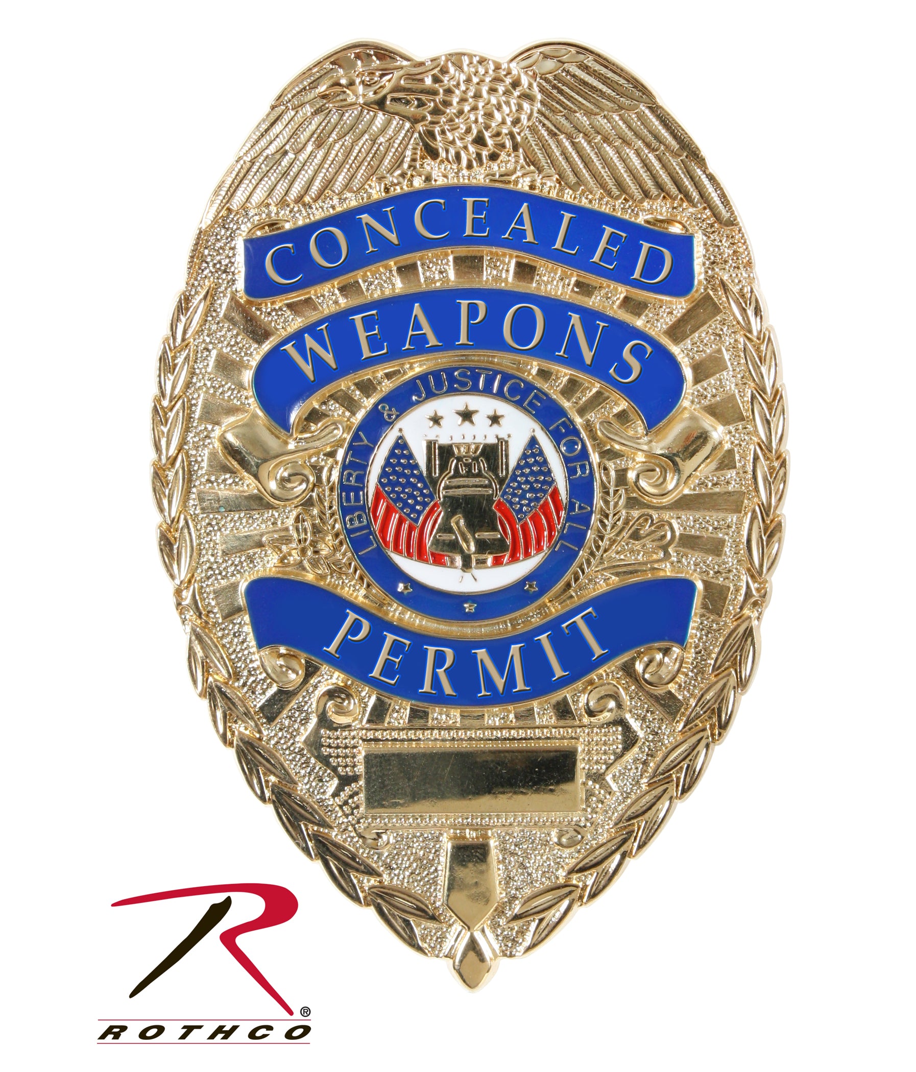Rothco Deluxe Concealed Weapons Permit Badge Gold - Professional CCW Identification