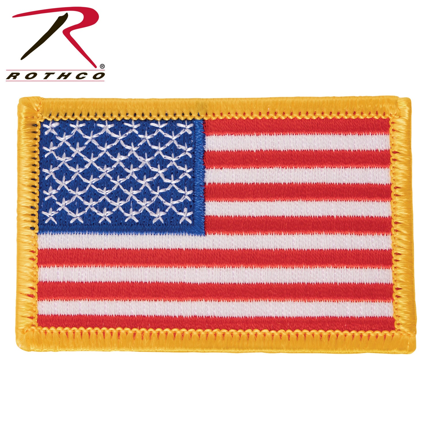 Rothco Embroidered US Flag Patch - Iron On / Sew On American Flag Badge with Yellow Border