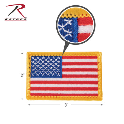 Rothco Embroidered US Flag Patch - Iron On / Sew On American Flag Badge with Yellow Border