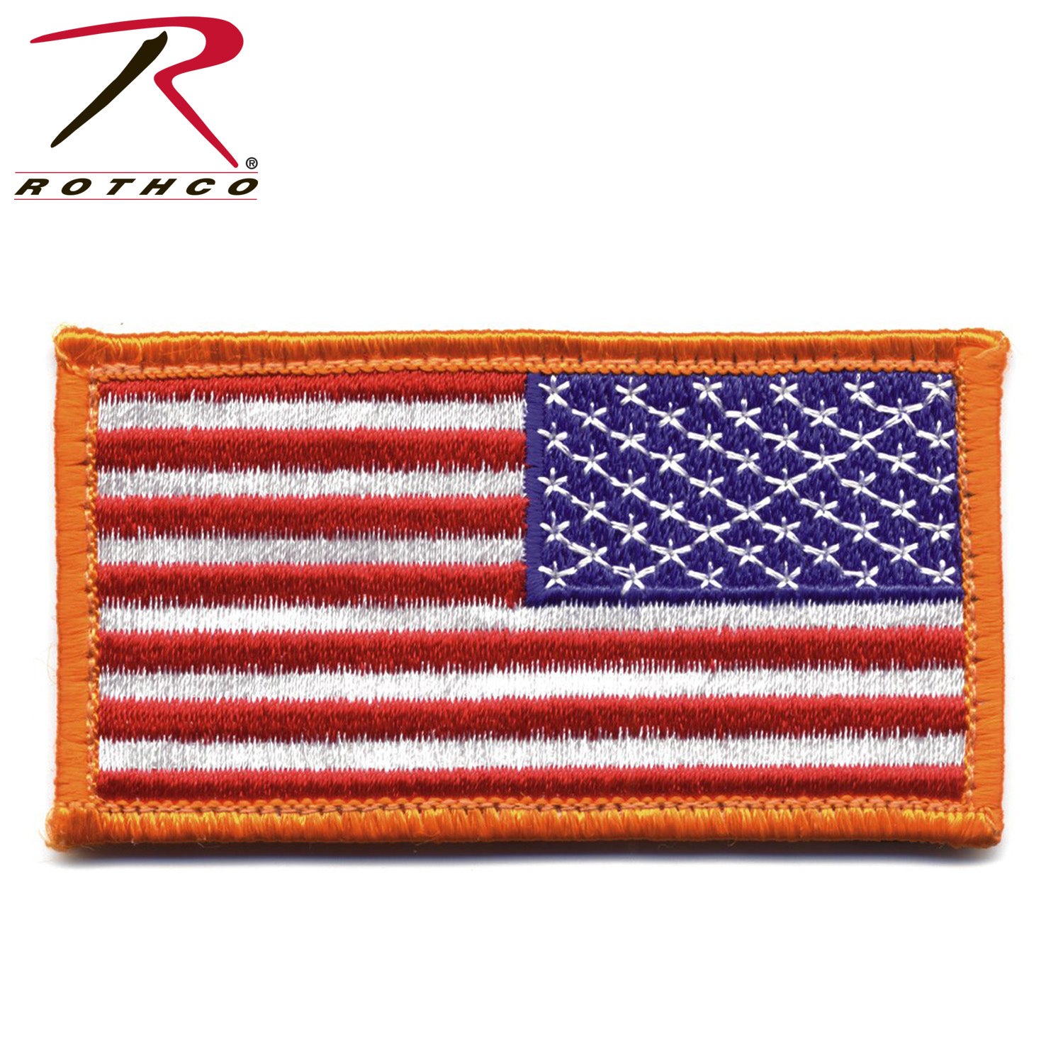 Rothco American Flag Patch with Hook Back - Red, White & Blue with Yellow Border, Reverse Orientation (Part #17778)