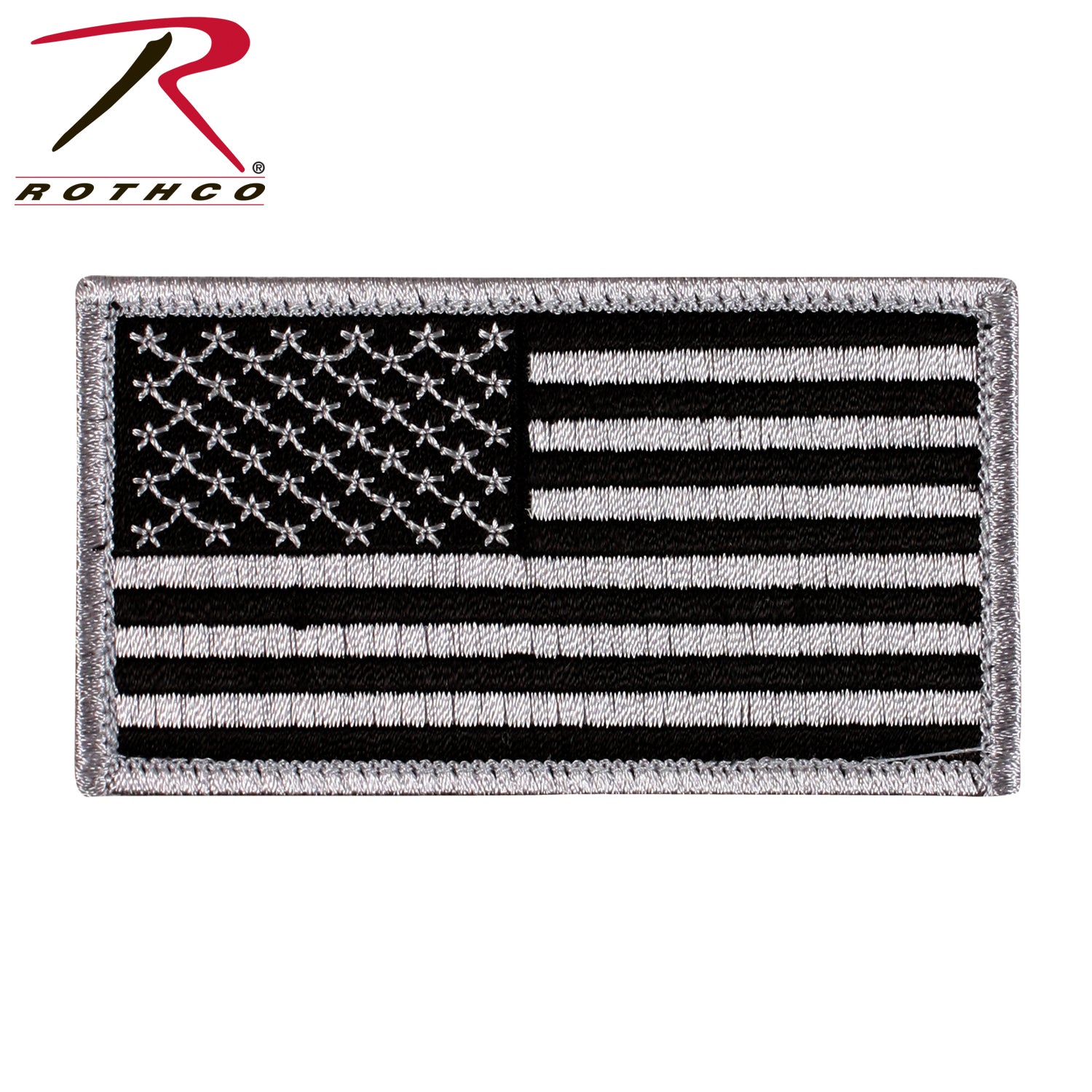 Rothco American Flag Patch - Hook Back Black & Silver, Part Number 17781