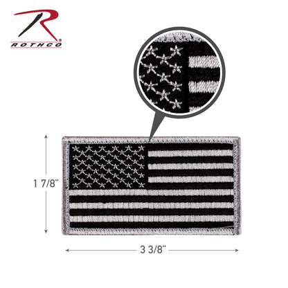 Rothco American Flag Patch - Hook Back Black & Silver, Part Number 17781