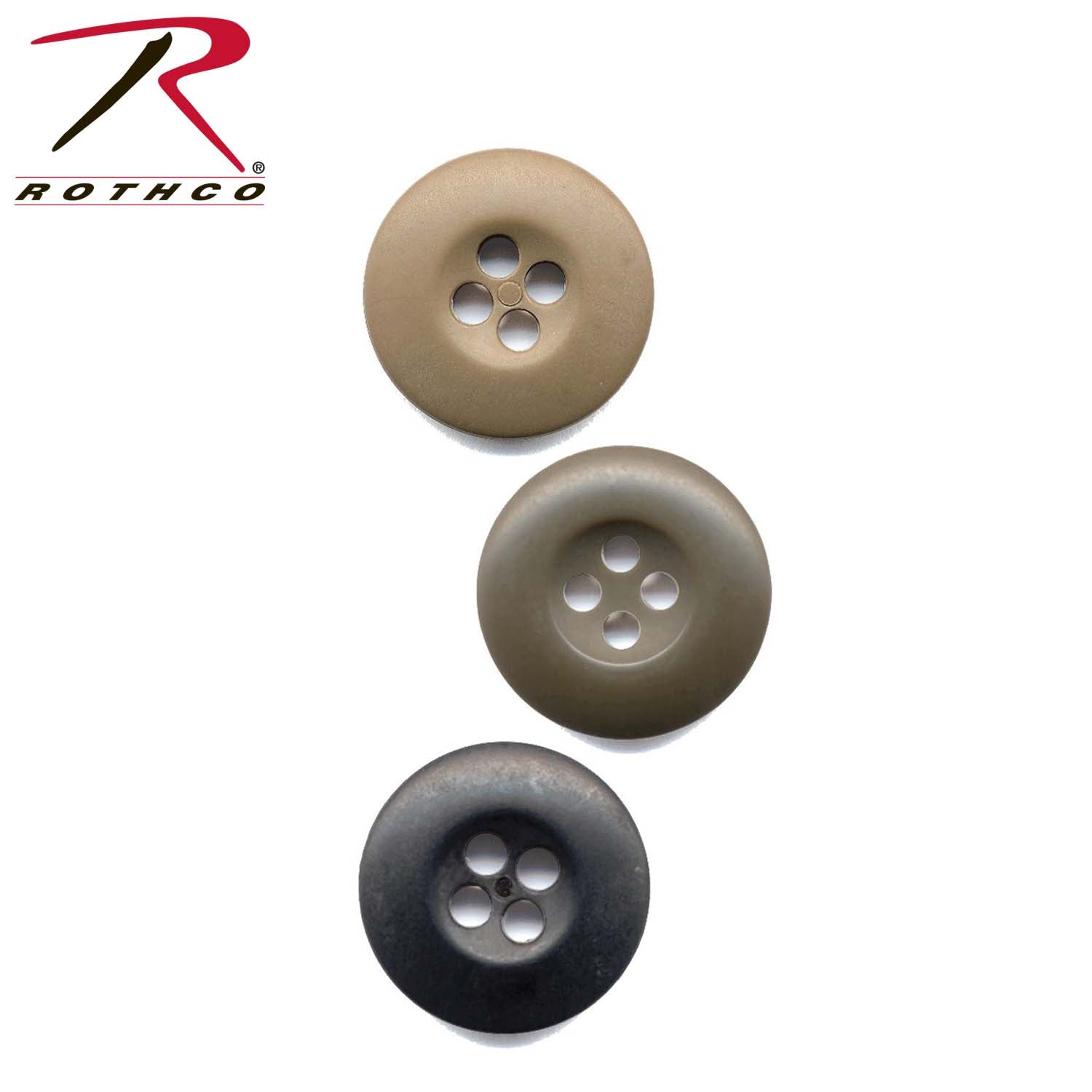 Rothco BDU Replacement Buttons Bag of 100 Khaki - Durable 4-Hole Plastic Buttons for Uniforms