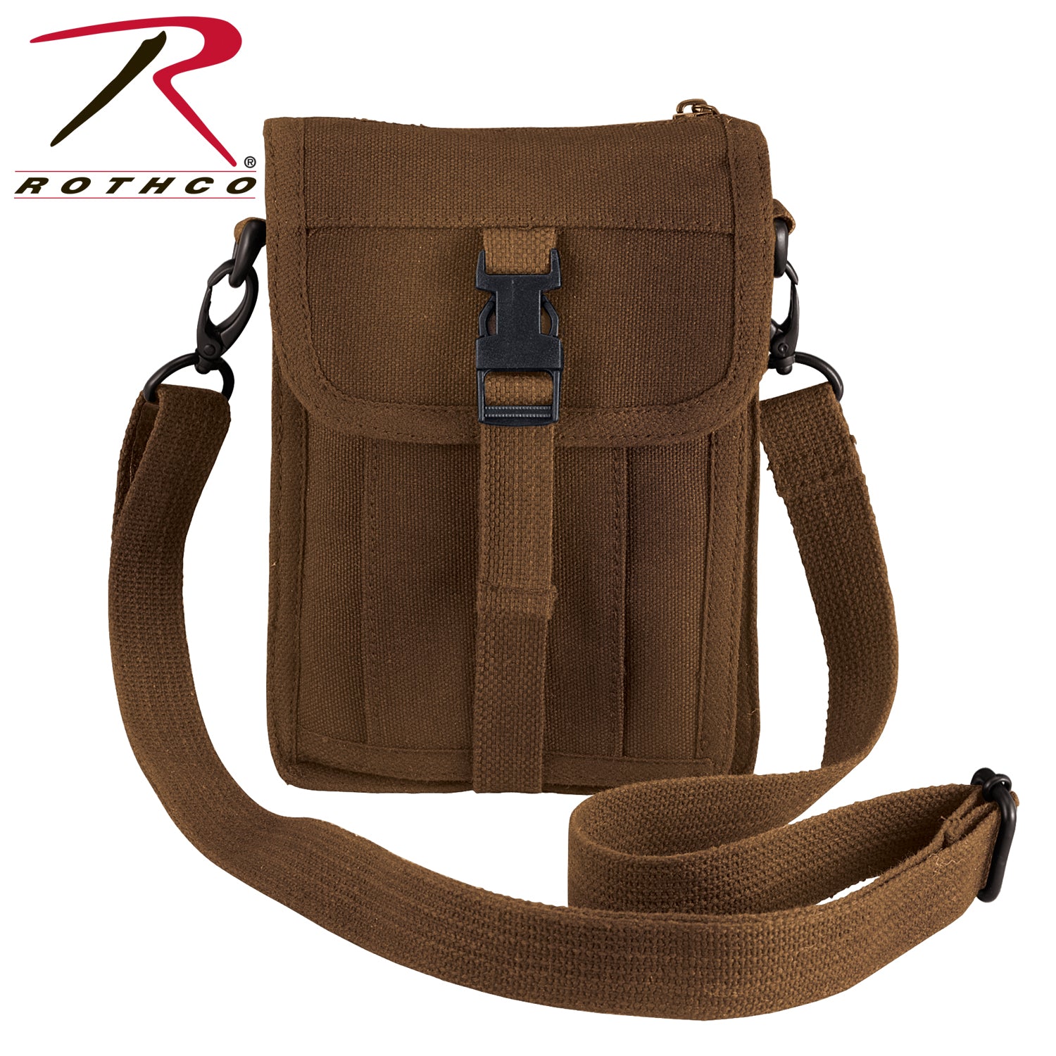 Rothco Canvas Travel Portfolio Bag Earth Brown Part Number 2125 – Durable Military-Style Shoulder Bag for Travel and Daily Use