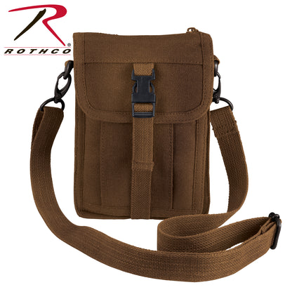 Rothco Canvas Travel Portfolio Bag Earth Brown Part Number 2125 – Durable Military-Style Shoulder Bag for Travel and Daily Use