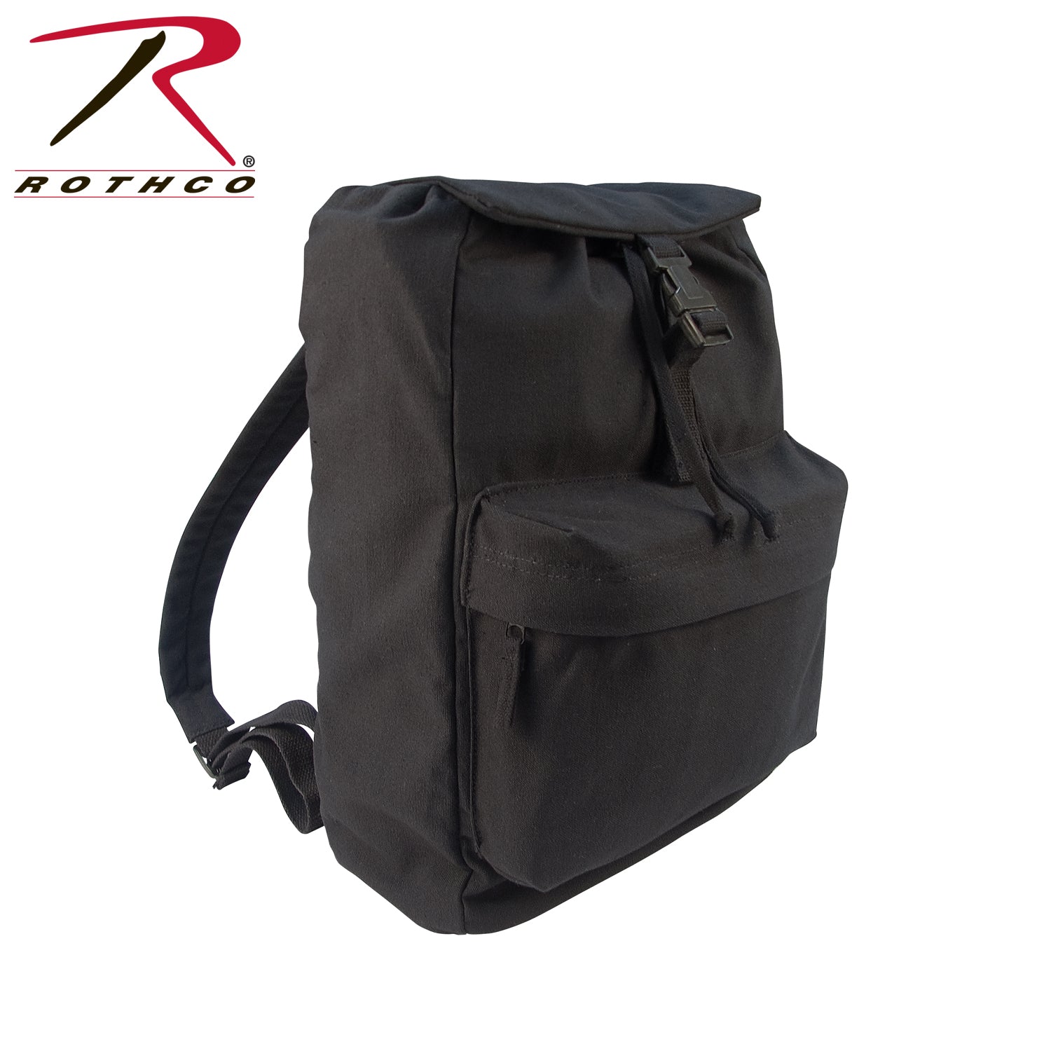 Rothco Canvas Daypack Black – 34L Rugged Water-Resistant Backpack for Hiking, Travel, and Everyday Use