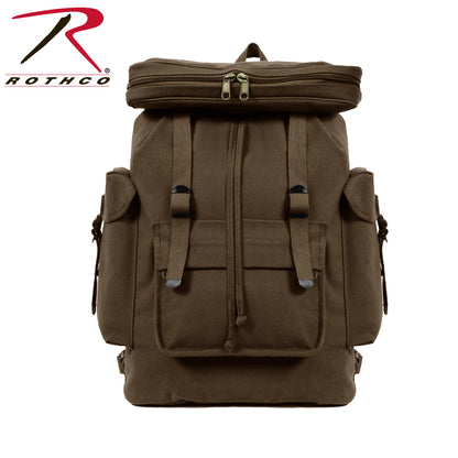 Rothco Canvas European Style Rucksack in Earth Brown – Durable Heavyweight Canvas Backpack with Multiple Pockets and Comfortable Straps