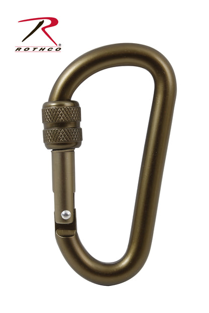 Rothco 80MM Locking Carabiner in Coyote Brown – Heavy-Duty Aluminum with Secure Threaded Barrel Lock