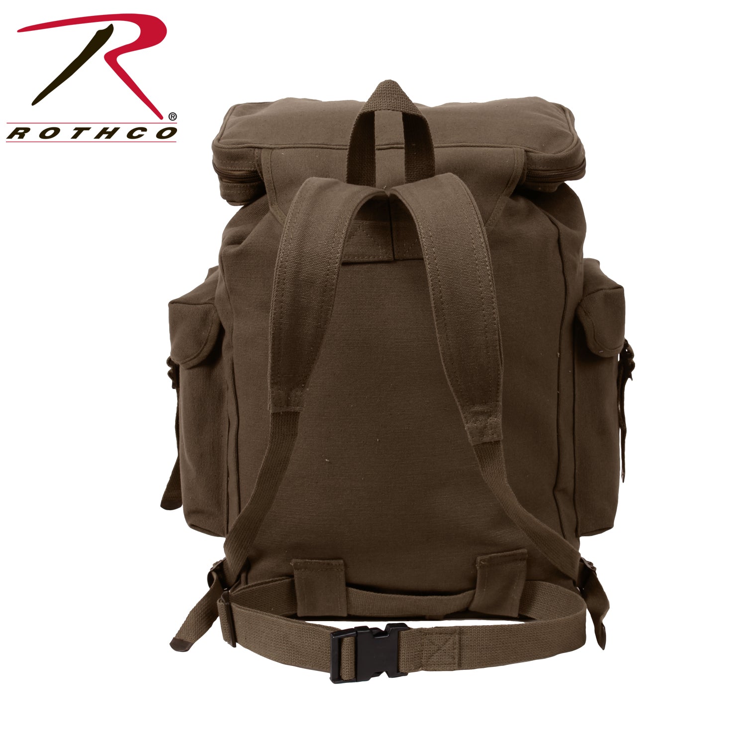 Rothco Canvas European Style Rucksack in Earth Brown – Durable Heavyweight Canvas Backpack with Multiple Pockets and Comfortable Straps