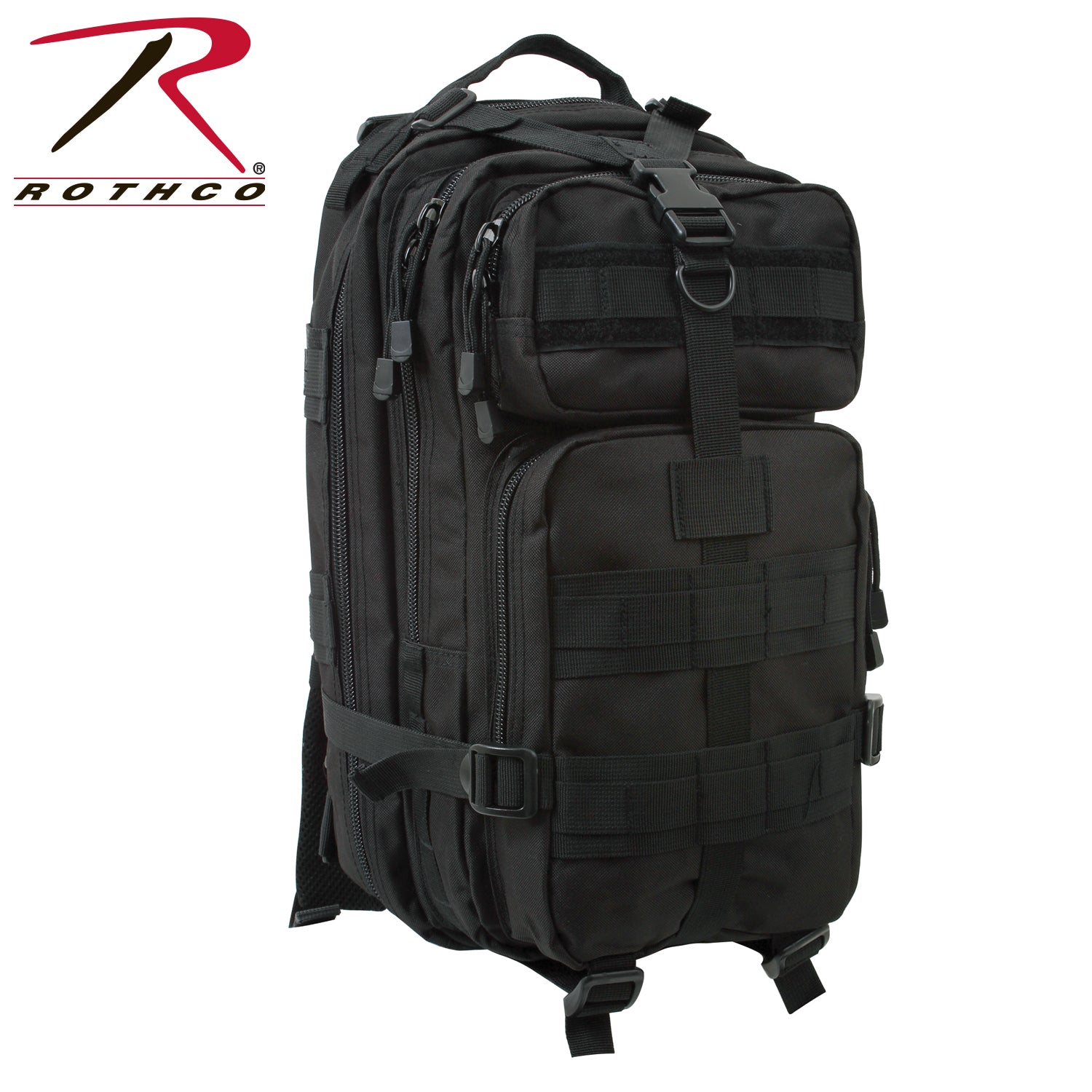 Rothco Medium Transport Pack Black - 25L Tactical Backpack with MOLLE Webbing and PALS System
