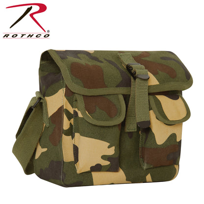 Rothco Canvas Ammo Shoulder Bag Woodland Camo - Durable Military Style Crossbody Bag with Multiple Storage Compartments