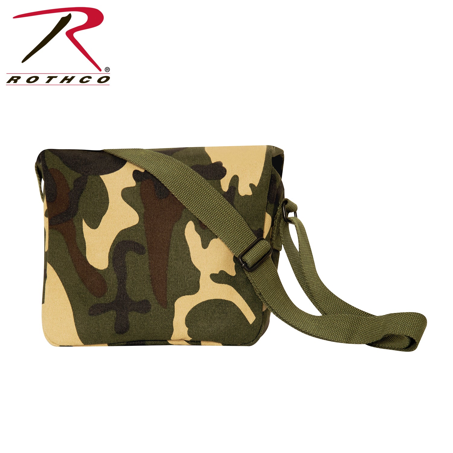 Rothco Canvas Ammo Shoulder Bag Woodland Camo - Durable Military Style Crossbody Bag with Multiple Storage Compartments