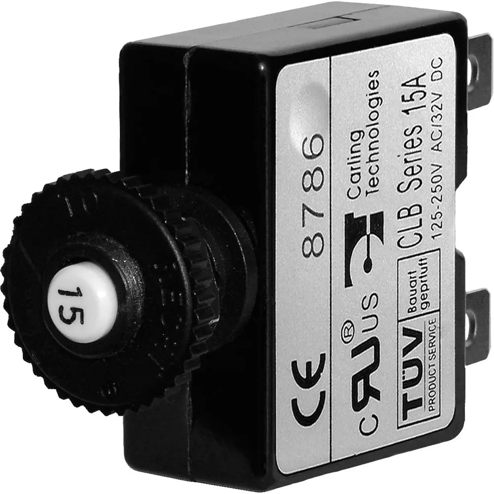 Blue Sea Systems 7056 15A Push Button Thermal Circuit Breaker with Quick Connect Terminals