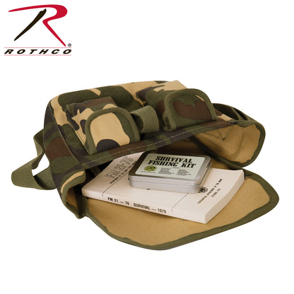 Rothco Canvas Ammo Shoulder Bag Woodland Camo - Durable Military Style Crossbody Bag with Multiple Storage Compartments