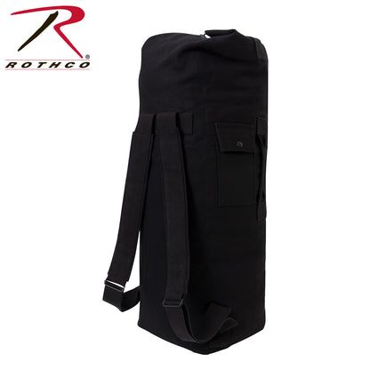 Rothco G.I. Style Canvas Double Strap Duffle Bag Black - Heavy Duty Travel and Tactical Gear Bag