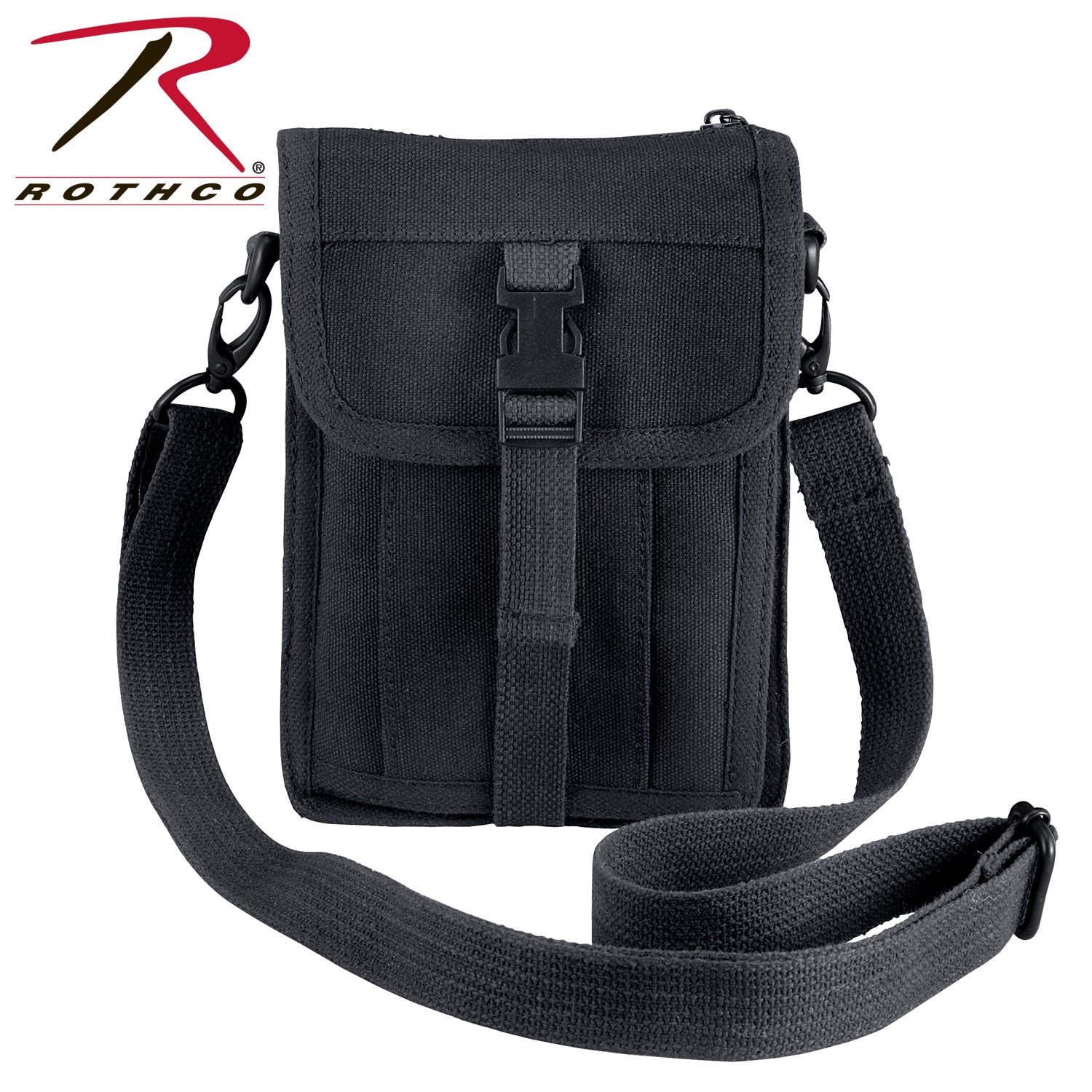 Rothco Canvas Travel Portfolio Bag Black – Heavyweight Military-Style Crossbody Bag with Multiple Compartments