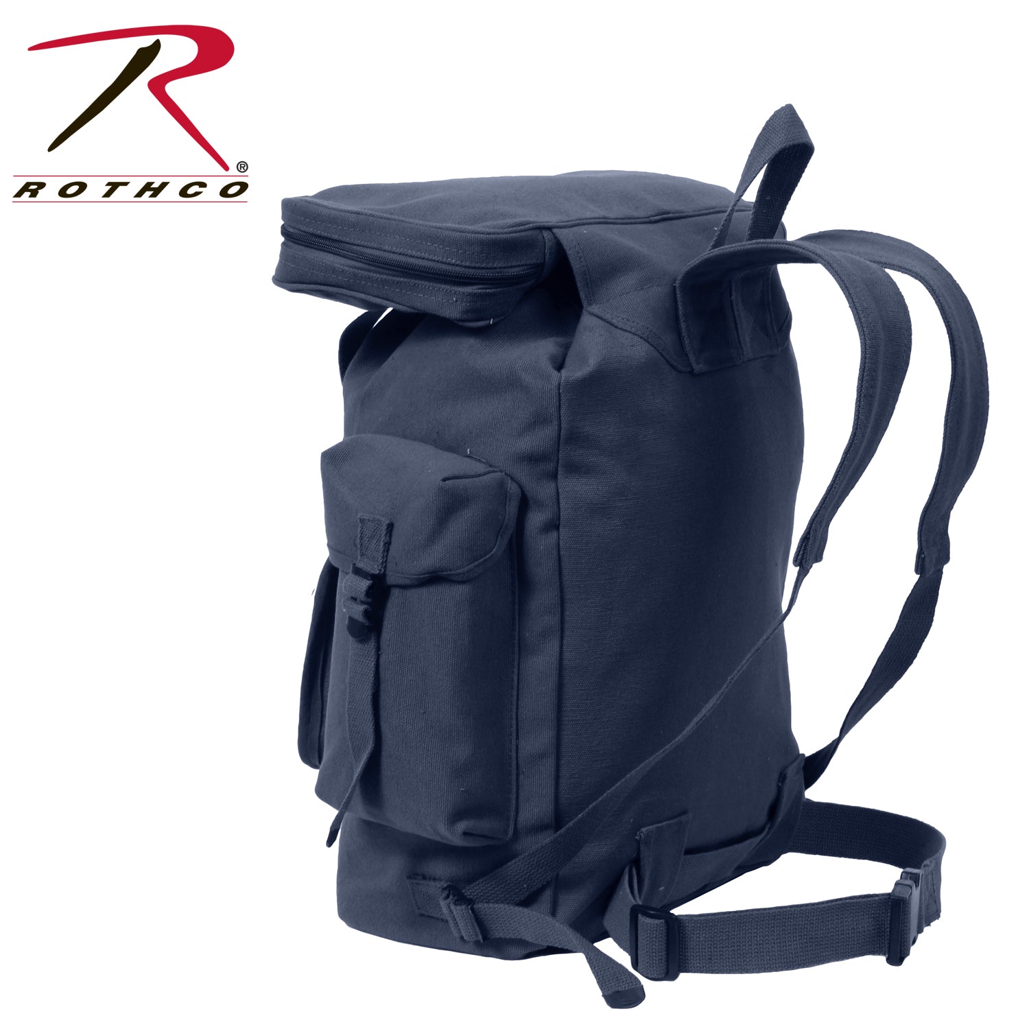 Rothco Canvas European Style Rucksack in Navy Blue – Durable Heavyweight Outdoor Backpack