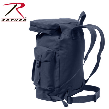 Rothco Canvas European Style Rucksack in Navy Blue – Durable Heavyweight Outdoor Backpack