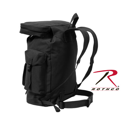 Rothco Canvas European Style Rucksack in Black – Durable 20 Inch Backpack with Multiple Pockets and Adjustable Straps