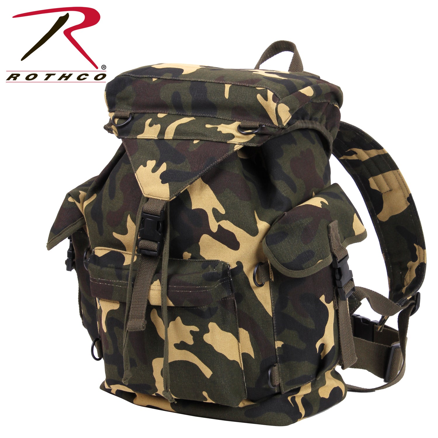 Rothco Canvas Outdoorsman Rucksack - Heavy-Duty Outdoor Backpack with Multiple Storage Options