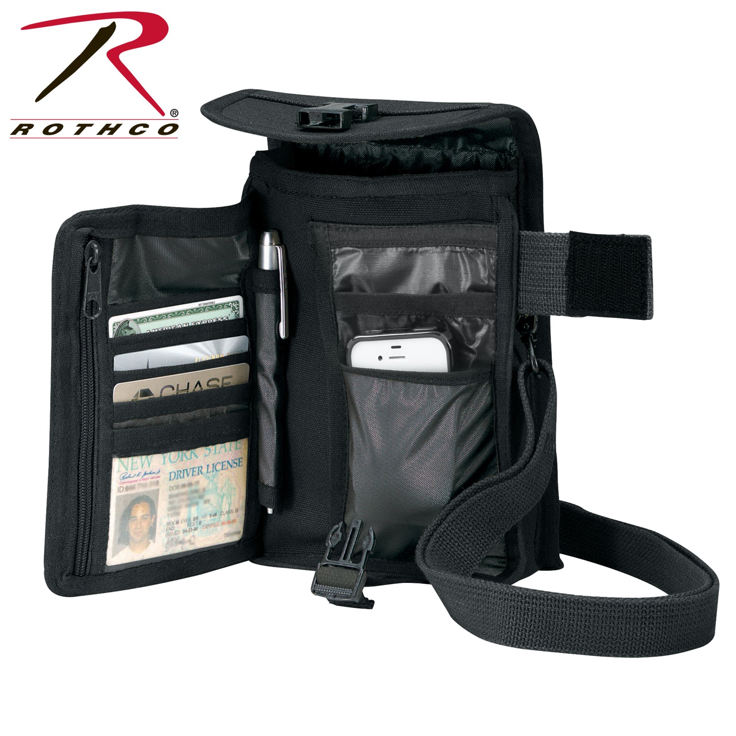 Rothco Canvas Travel Portfolio Bag Black – Heavyweight Military-Style Crossbody Bag with Multiple Compartments