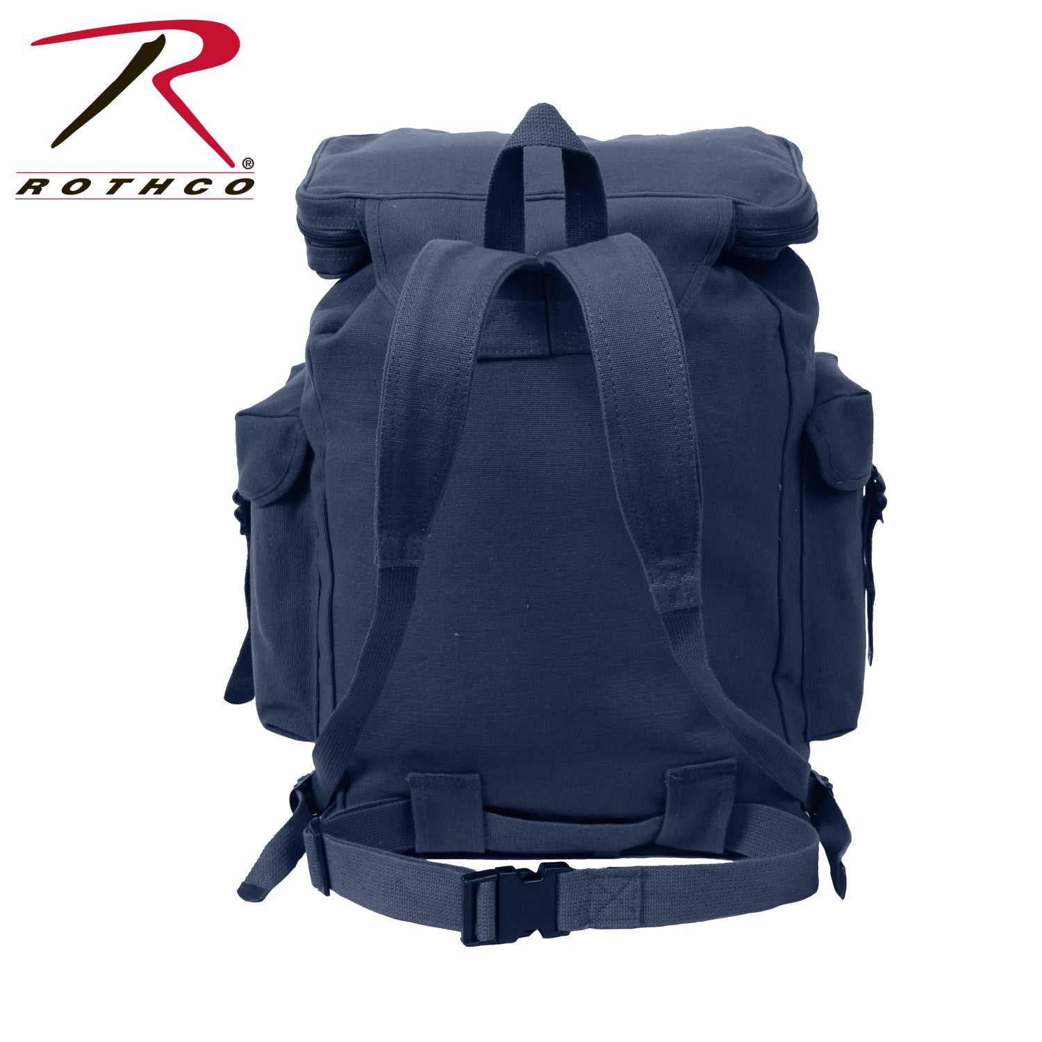 Rothco Canvas European Style Rucksack in Navy Blue – Durable Heavyweight Outdoor Backpack