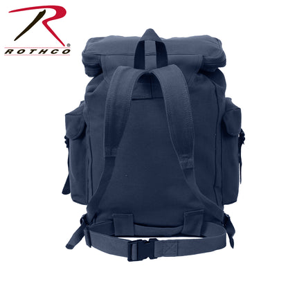 Rothco Canvas European Style Rucksack in Navy Blue – Durable Heavyweight Outdoor Backpack