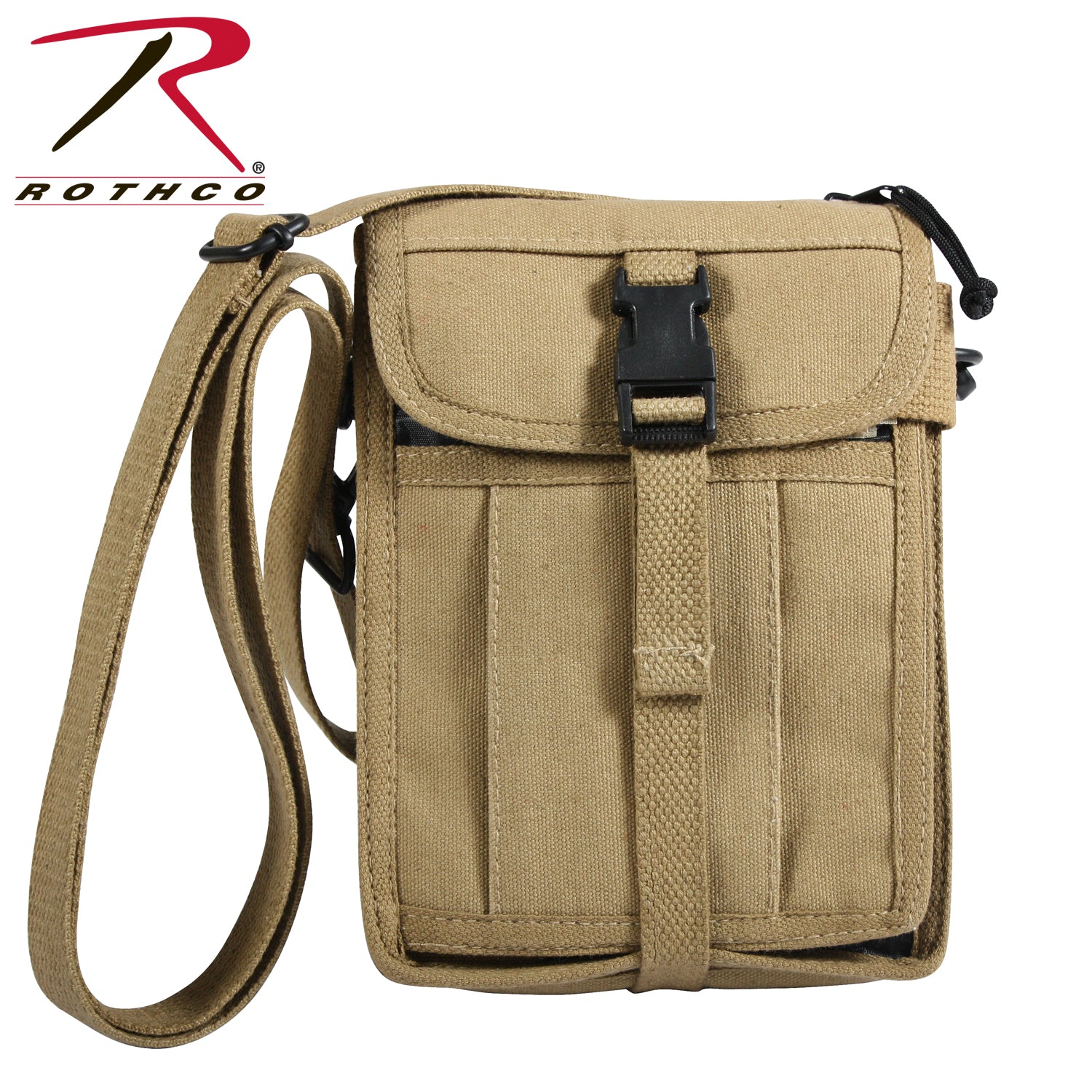 Rothco Canvas Travel Portfolio Bag Khaki - Heavyweight Military Style Crossbody Bag