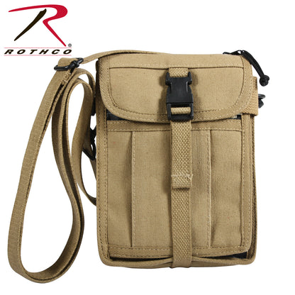 Rothco Canvas Travel Portfolio Bag Khaki - Heavyweight Military Style Crossbody Bag