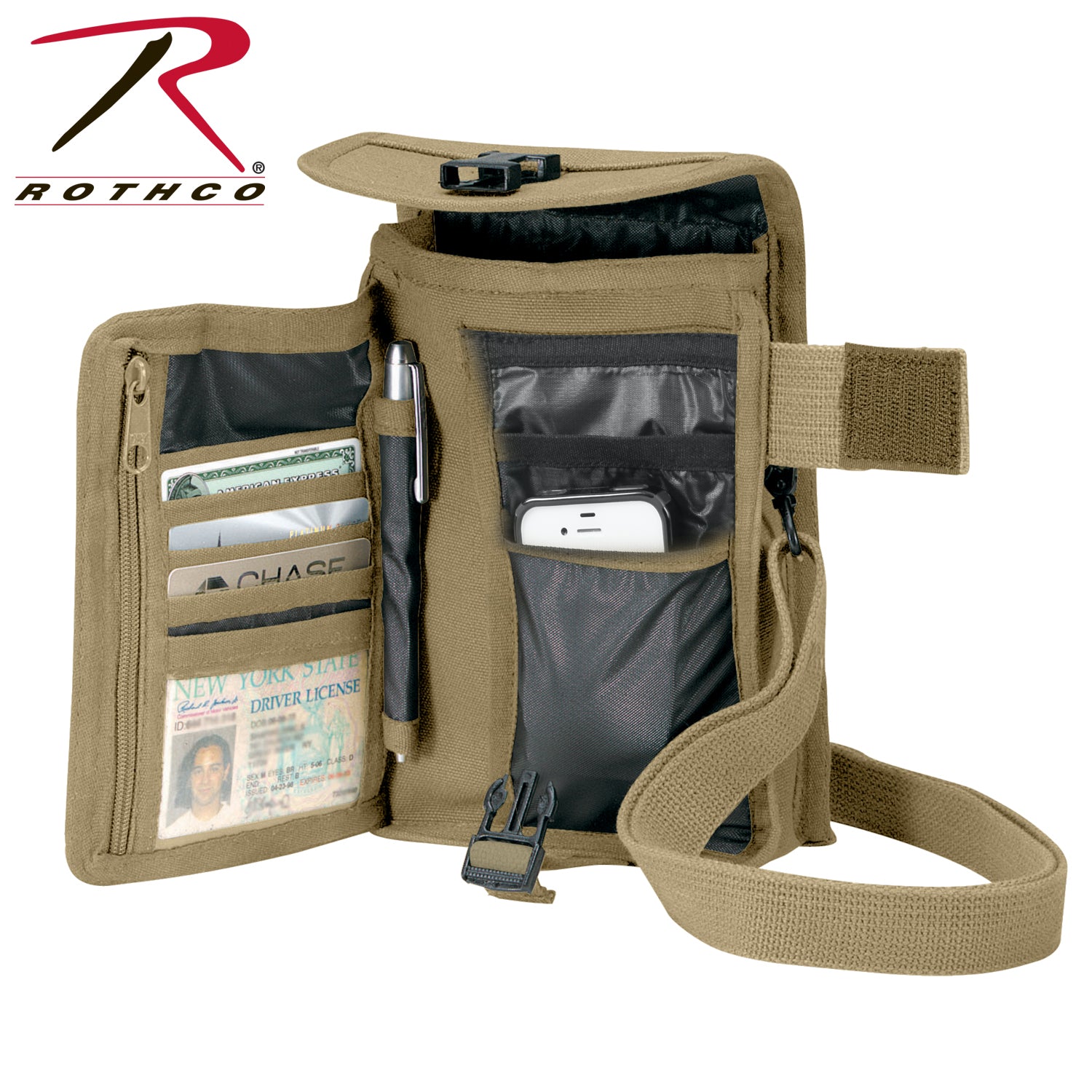 Rothco Canvas Travel Portfolio Bag Khaki - Heavyweight Military Style Crossbody Bag