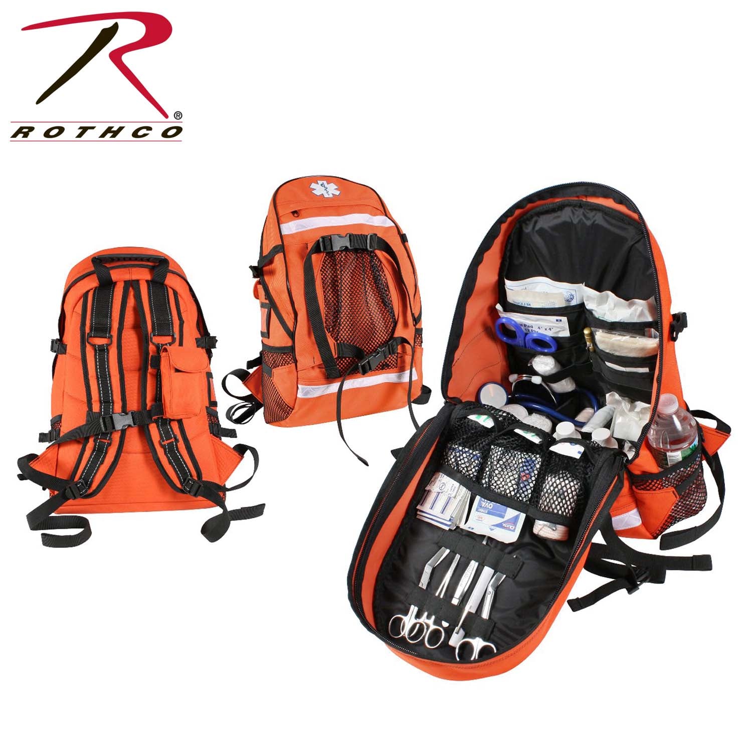 Rothco EMS Trauma Backpack Orange - Durable Medical Supply Organizer for First Responders
