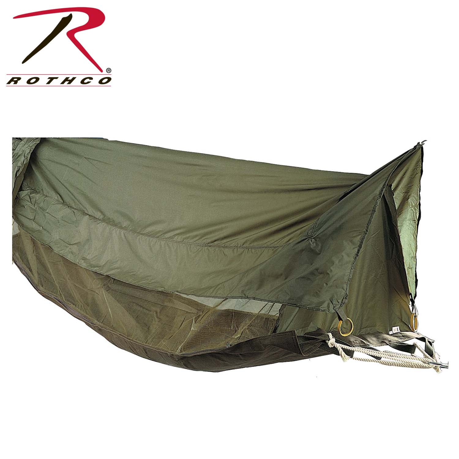 Rothco Jungle Hammock Olive Drab - Military-Style Waterproof Camping Hammock with Mosquito Net and Rain Fly