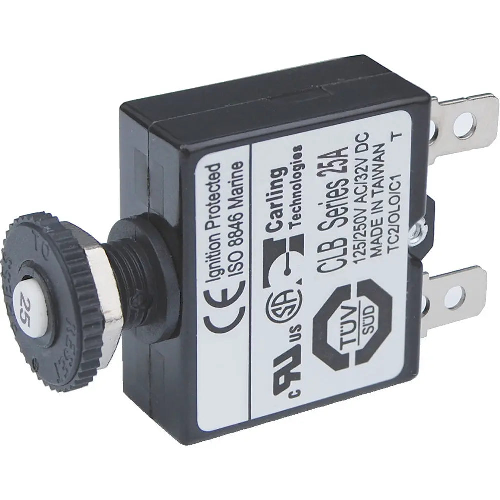Blue Sea Systems 7058 25A Push Button Thermal Circuit Breaker with Quick Connect Terminals