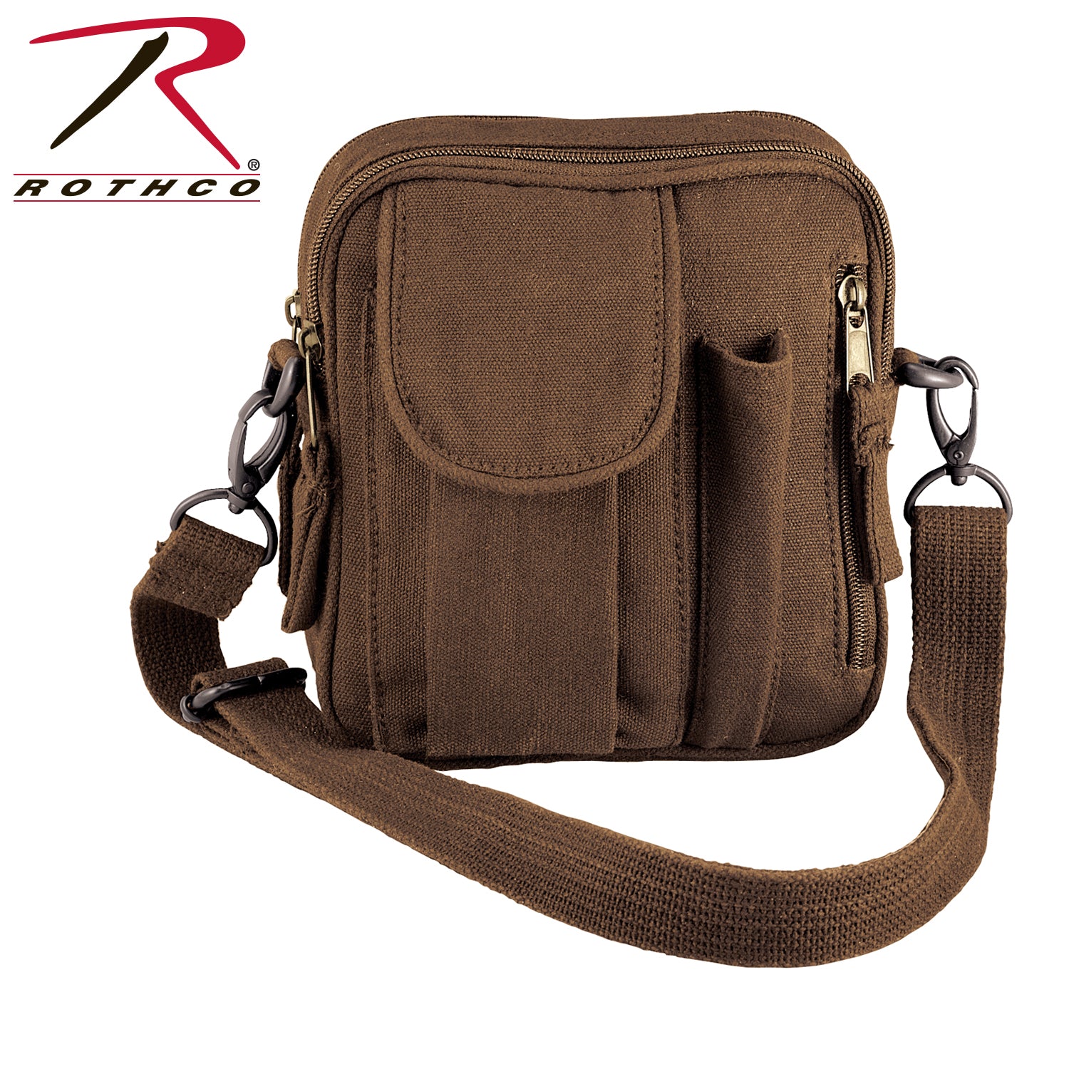 Rothco Excursion Organizer Shoulder Bag in Earth Brown - Compact Outdoor Crossbody with Multiple Storage Compartments