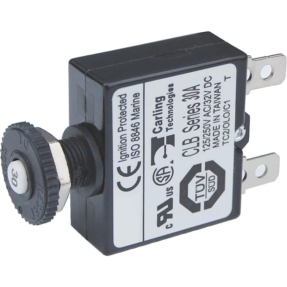 Blue Sea Systems 7059 30A Push Button Thermal Circuit Breaker with Quick Connect Terminals