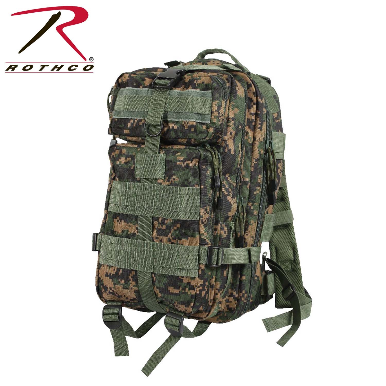 Rothco Medium Transport Pack Woodland Digital Camo – Tactical 25L Backpack for Outdoor and Emergency Use