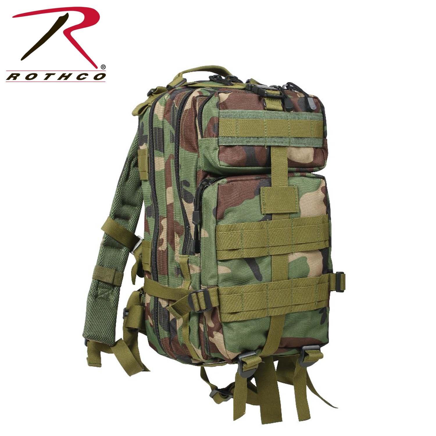 Rothco Medium Transport Pack Woodland Camo - Tactical Backpack with 25L Capacity and MOLLE Webbing