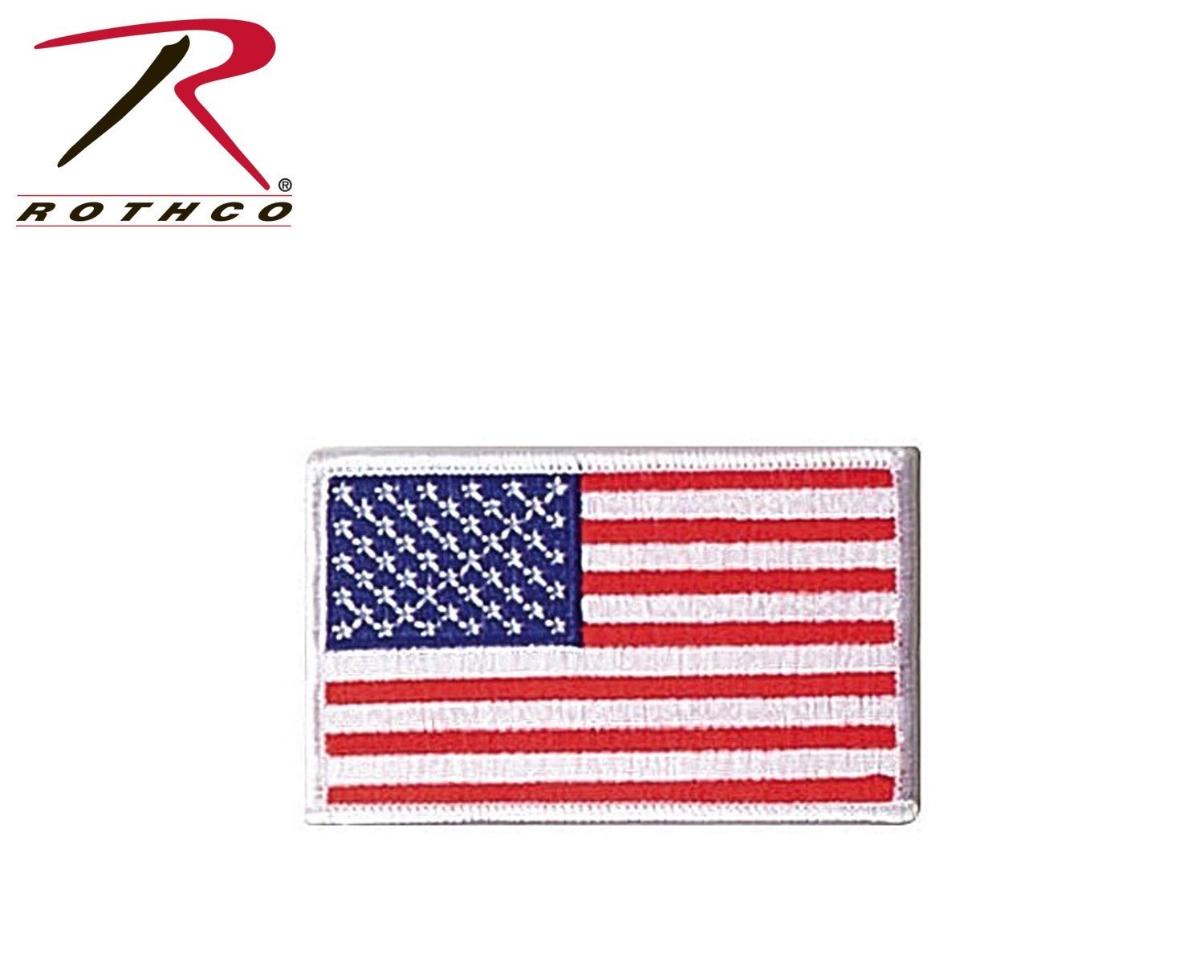 Rothco Iron On / Sew On Embroidered US Flag Patch - Red, White & Blue with White Border