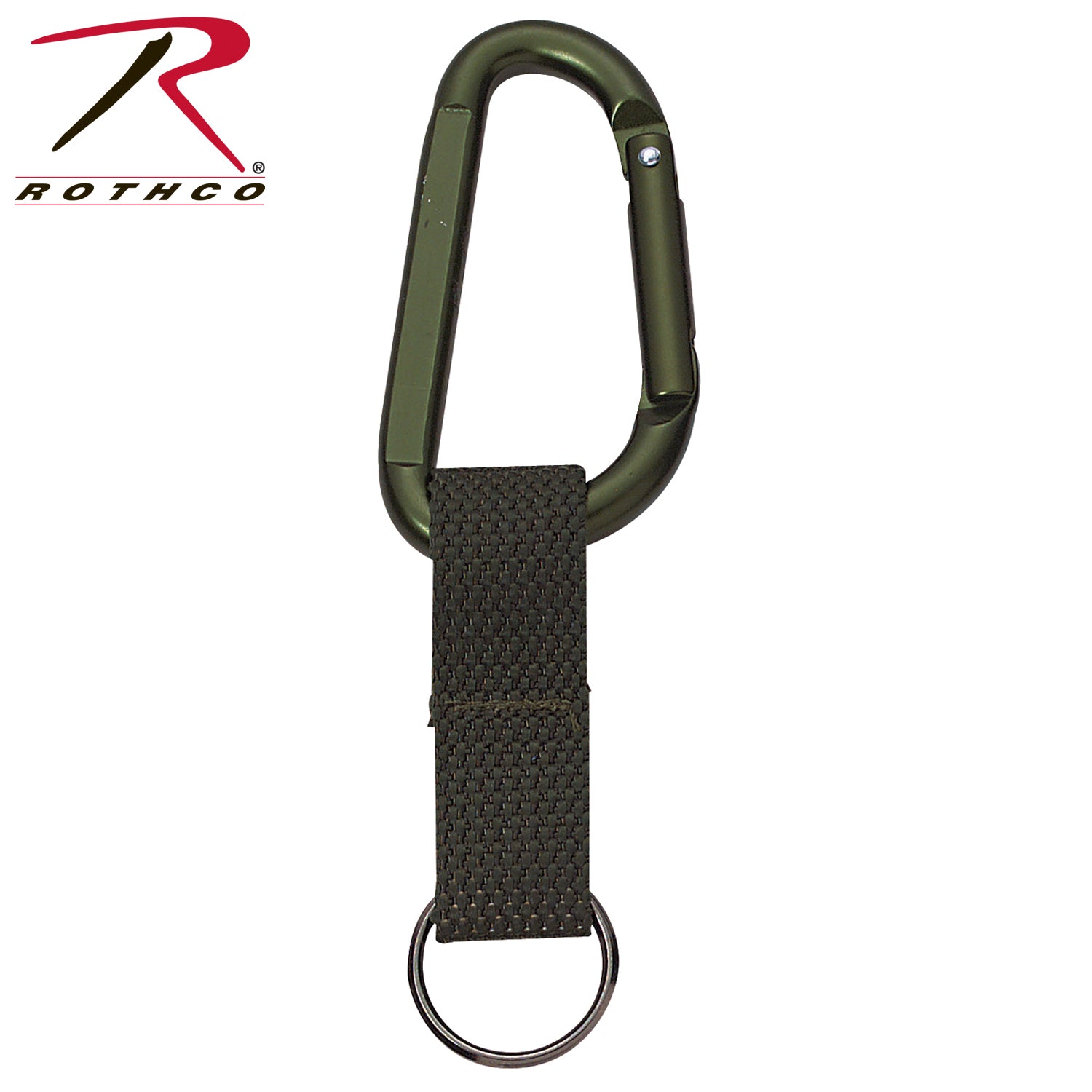 Rothco Jumbo 80MM Carabiner with Web Strap Key Ring in Olive Drab