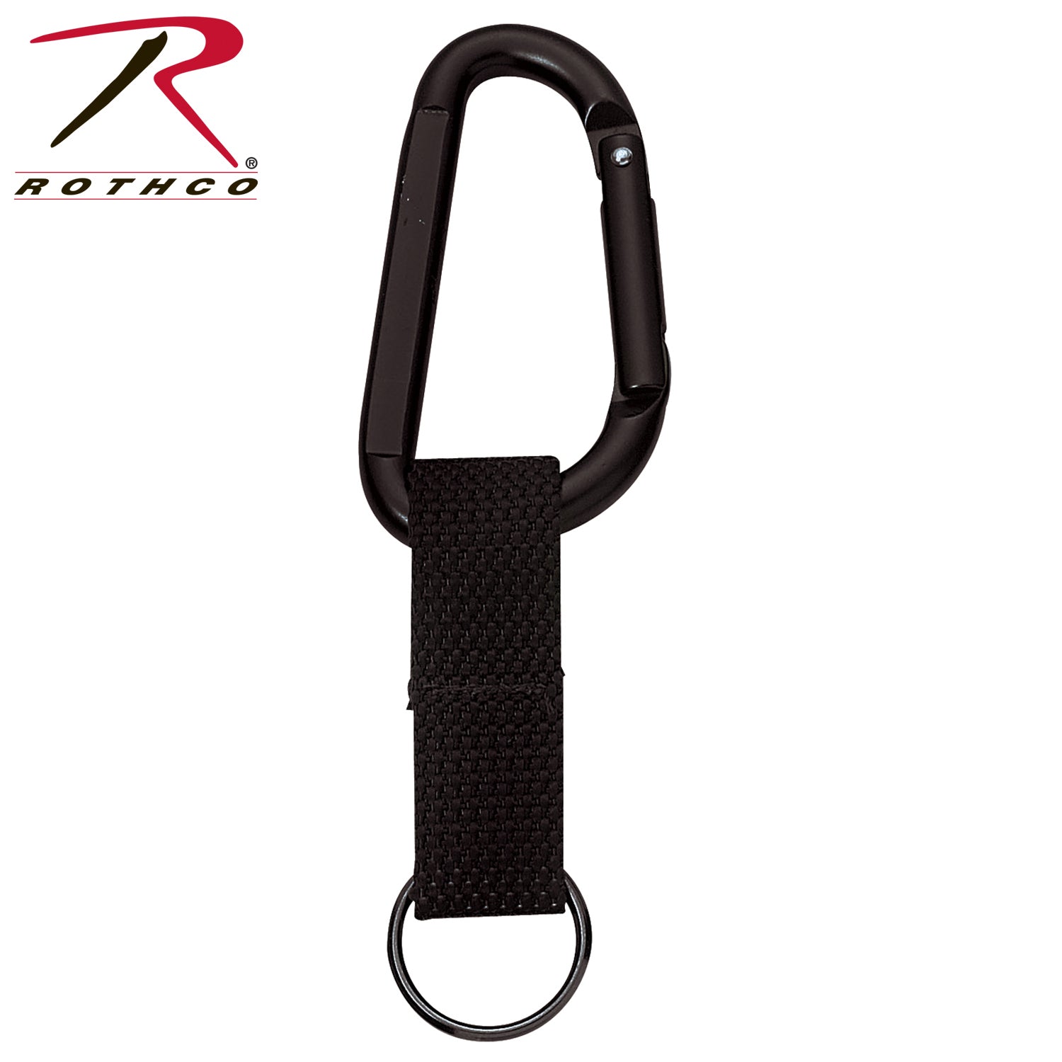 Rothco Jumbo 80MM Carabiner with Web Strap Key Ring - Black