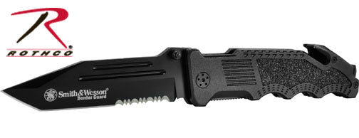 Smith & Wesson Border Guard Rescue Knife Part 3096 – 10-inch Multi-Function Rescue Tool with Blade, Seatbelt Cutter, and Glass Breaker