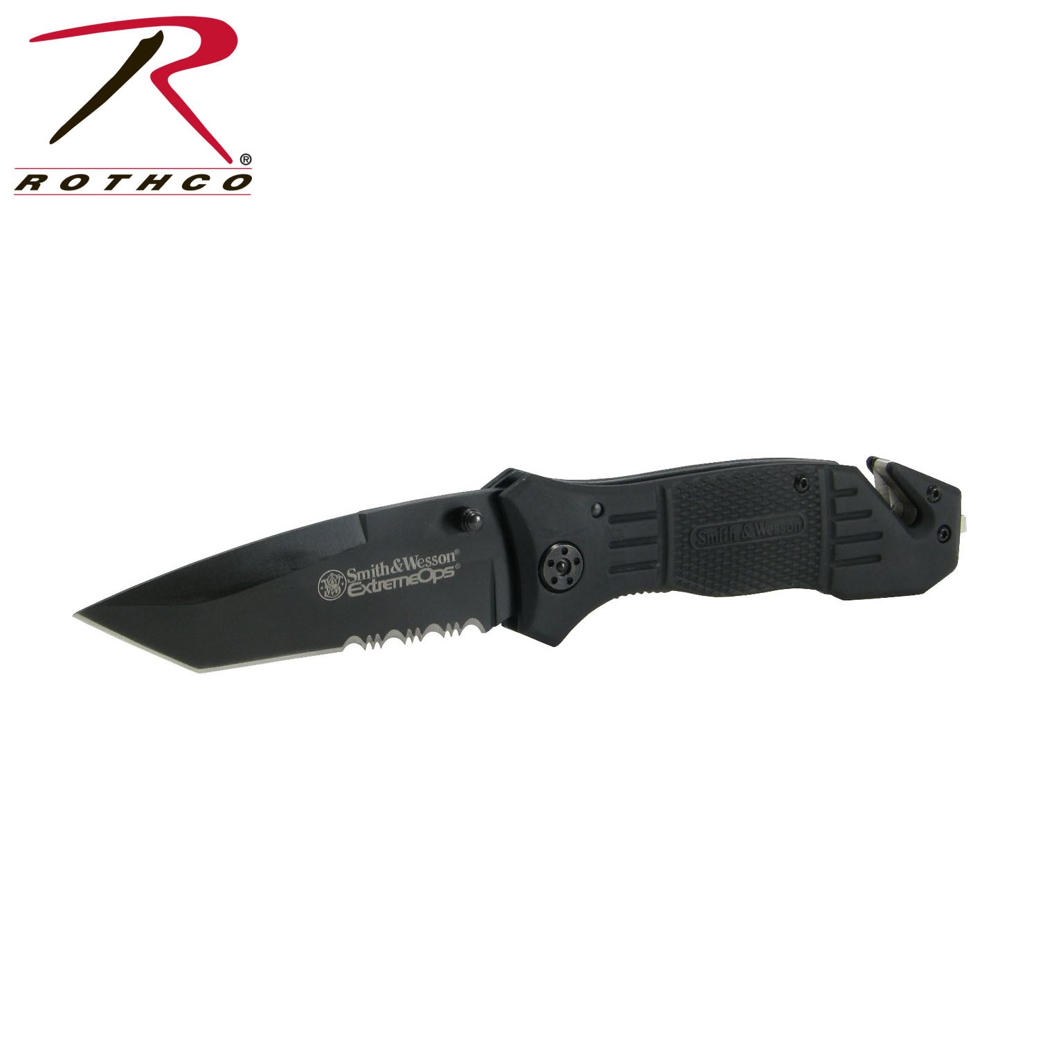 Smith & Wesson Extreme OPS Rescue Knife - Part 3092 with Glass Breaker and Seat Belt Cutter