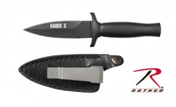 Rothco Black Raider II Boot Knife – Compact Tactical Dagger with Sheath