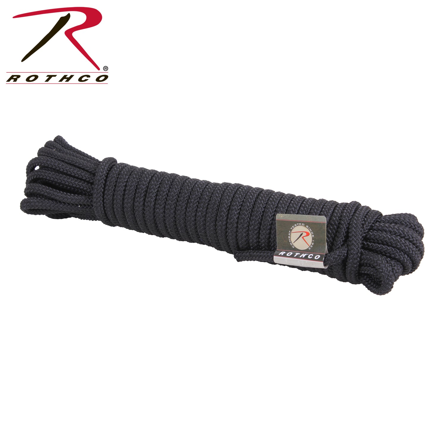 Rothco Utility Rope 50' Black – Heavy-Duty Nylon Survival Rope with 1200 lbs Tensile Strength