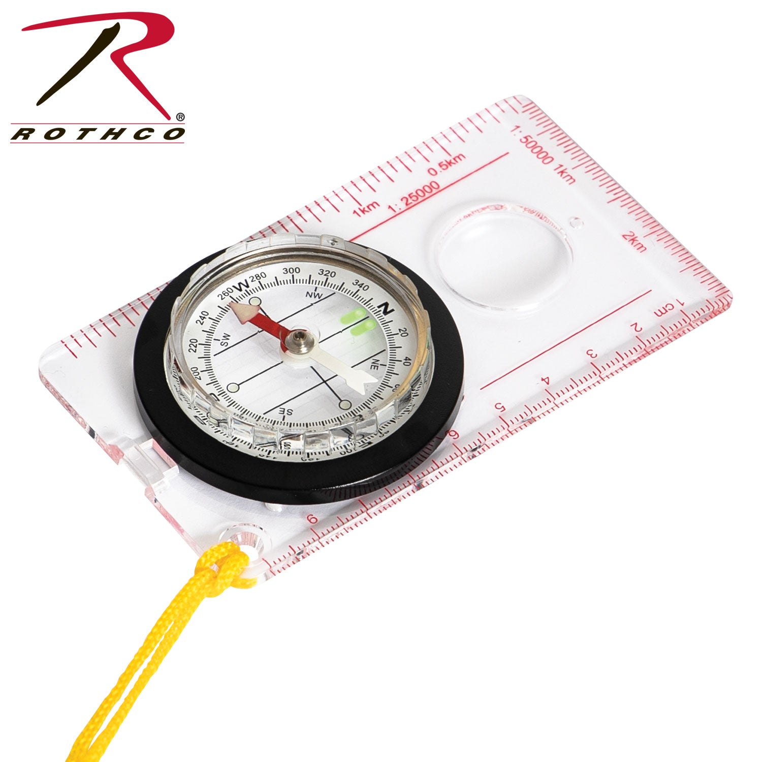 Rothco Map Compass Part Number 338 – Durable Outdoor Navigation Tool with Magnifying Glass and Lanyard